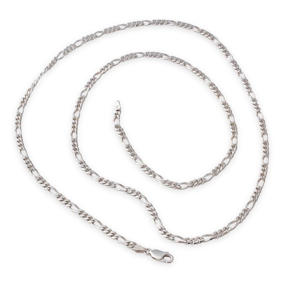 Vintage Sterling Silver Figaro Chain Necklace 30” Extra Long 925 Italy - Picture 1 of 4
